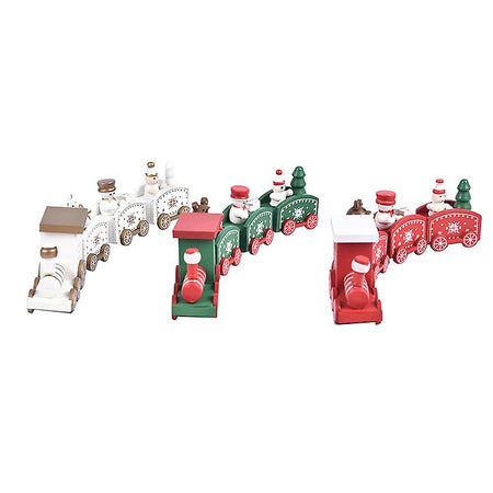 Trenino decorativo natalizio con 3 vagoni in legno per decorazioni natalizie