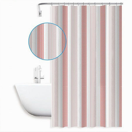 Tenda Doccia Antimuffa Righe Rosa Impermeabile 180x200 Cm Con Anelli Bagno 59813