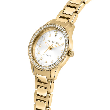 Orologio TRUSSARDI donna T-sky tempo acciaio dorato / bianco