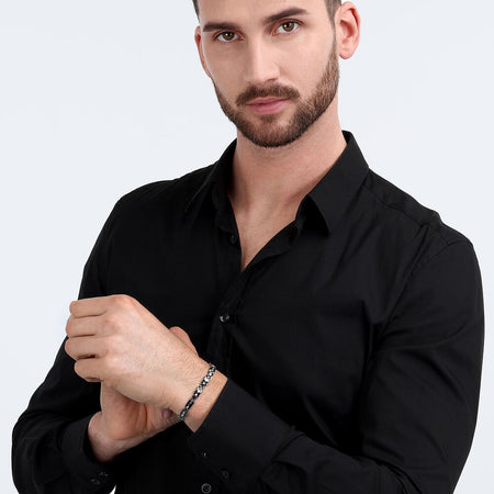 Bracciale MORELLATO uomo Motown acciaio / pietre nere