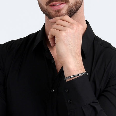 Bracciale MORELLATO uomo Motown acciaio / pietre nere