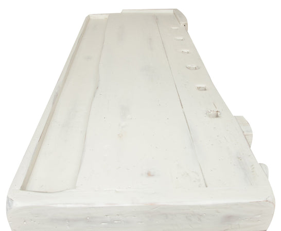 Biscottini Banco da lavoro Country in legno massello di tiglio finitura bianca anticata L184xPR74xH92 cm. Made in Italy