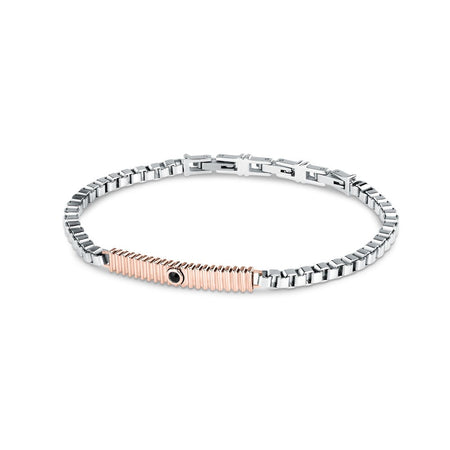 Bracciale MORELLATO uomo Motown acciaio / oro rosa / pietra nera
