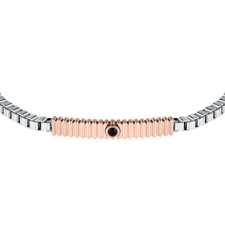 Bracciale MORELLATO uomo Motown acciaio / oro rosa / pietra nera