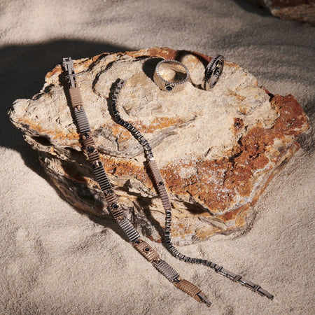 Bracciale MORELLATO uomo Motown acciaio / oro rosa / pietra nera