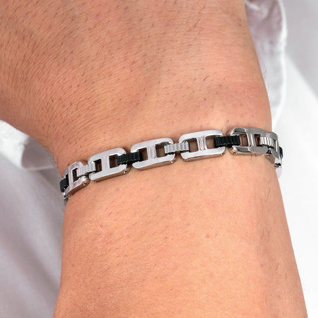 Bracciale MORELLATO uomo Motown acciaio / inserto nero