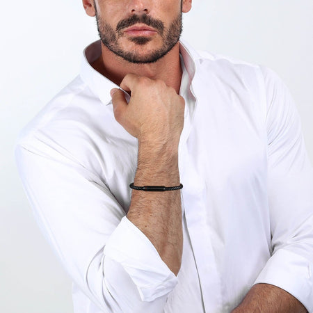 Bracciale SECTOR uomo Bandy pelle / acciaio nero