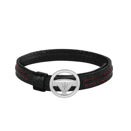 Bracciale MASERATI uomo Logo pelle nero / rosso