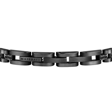 Bracciale MASERATI uomo Iconic acciaio nero / logo oro rosa