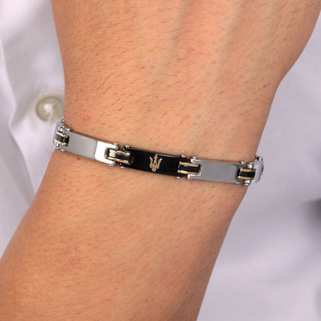 Bracciale MASERATI uomo Iconic acciaio / ceramica nera