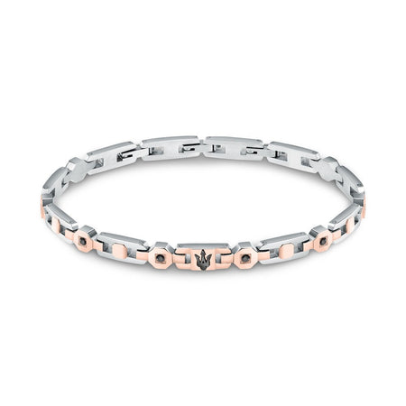 Bracciale MASERATI uomo Iconic acciaio / oro rosa / cristalli neri