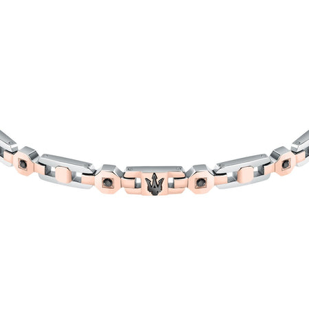 Bracciale MASERATI uomo Iconic acciaio / oro rosa / cristalli neri