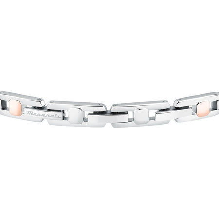 Bracciale MASERATI uomo Iconic acciaio / oro rosa / cristalli neri