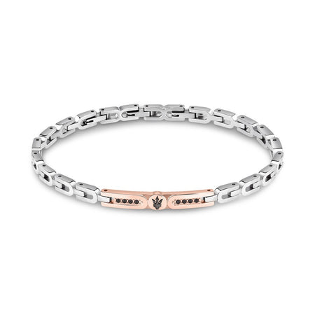 Bracciale MASERATI uomo Iconic acciaio / oro rosa / logo nero
