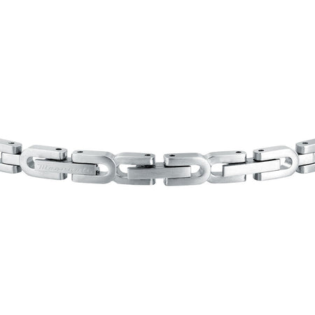 Bracciale MASERATI uomo Iconic acciaio / blu / pietre bianche