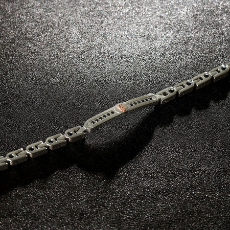 Bracciale MASERATI uomo Iconic acciaio / rosa / pietre nere