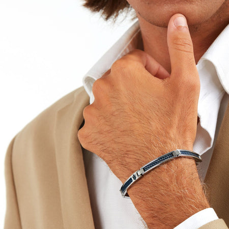 Bracciale MASERATI uomo Iconic acciaio / logo blu