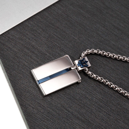 Pendente MASERATI uomo acciaio / smalto blu