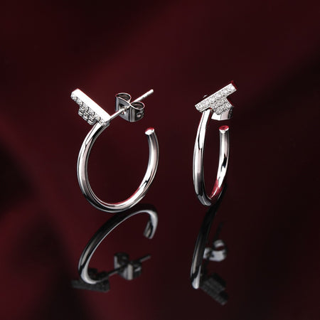 Orecchini TRUSSARDI donna T-Logo cerchi acciaio