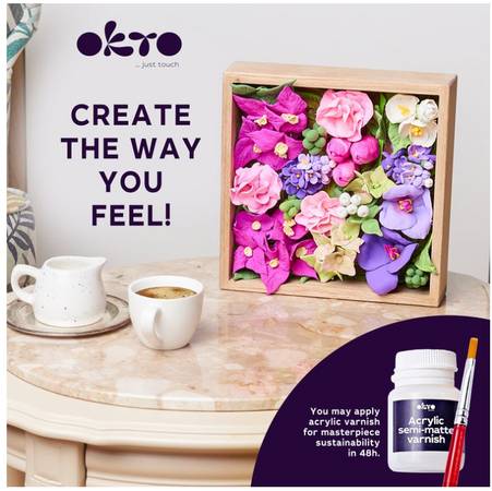 OKTO- Sensory Art Wood&Craft Flowers Romance- Fiori fai da te 21 x 21 cm