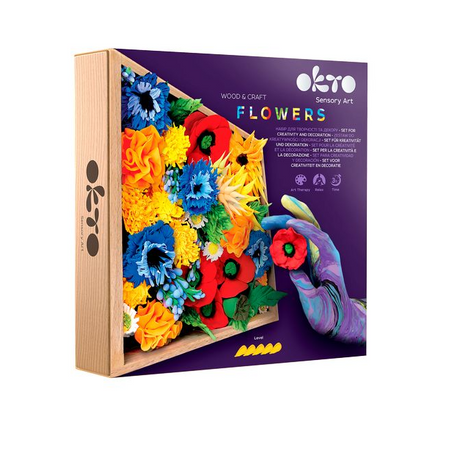 OKTO- Sensory Art Wood&Craft Flowers Freedom- Fiori fai da te 21 x 21 cm