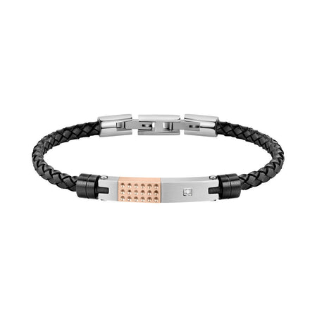 Bracciale MORELLATO uomo Moody pelle nero / tag oro rosa