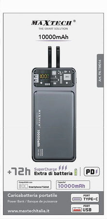 Power Bank Caricabatteria Portatile 10000 Mah Supercharge Pd Type-c Usb Pa-tm016