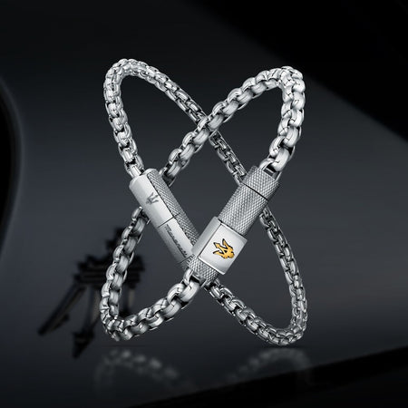 Bracciale MASERATI uomo Logo acciaio con logo dorato