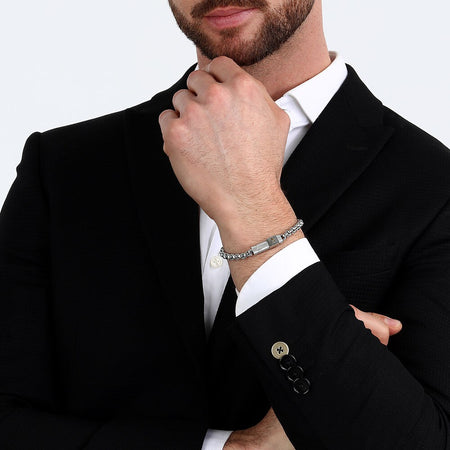 Bracciale MASERATI uomo Logo acciaio con logo dorato