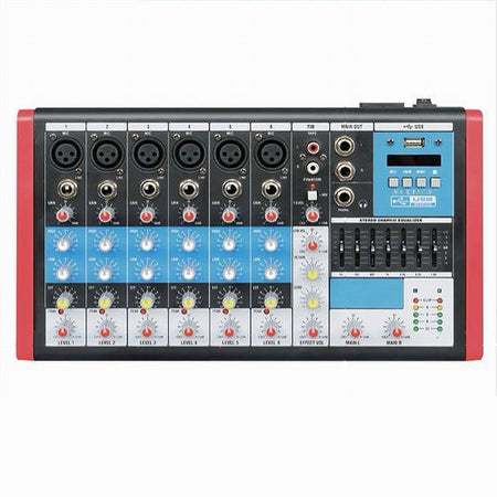 Mixer Audio 8 Canali Equalizzatore 4mic Xlr Phantom +48v Usb Mp3 Display Maxtech Mix-8ch