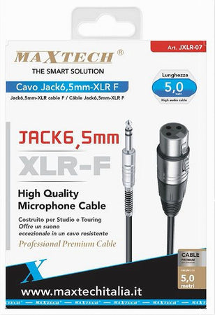 Cavo Da Jack 6.5 Mm A Xlr Femmina Audio Prolunga Per Microfono Da 5metri Jxlr-07