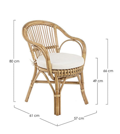 Poltrona "Barina" con cuscini comodi,  impilabile, struttura in rattan per esterno da 80 cm