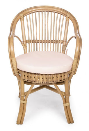 Poltrona "Barina" con cuscini comodi,  impilabile, struttura in rattan per esterno da 80 cm