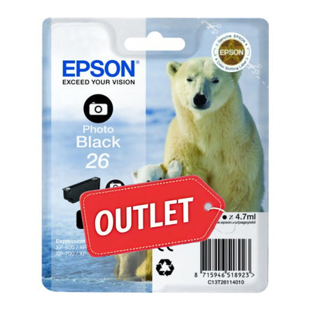 Epson Cartuccia D'Inchiostro Nero (Foto) C13T26114012 26 200 Copie 4,7Ml Standard Originale