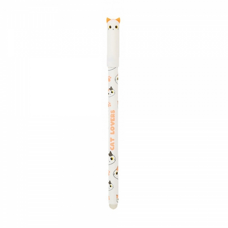 iTotal - Penna Gel Cancellabile Blu con Cappuccio Gatto Arancione