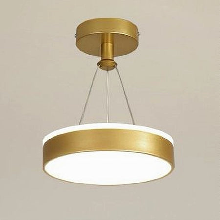 Lampadario A Sospensione Led 24 Watt Cerchio Tondo Moderno Oro Doppia Luce 50520