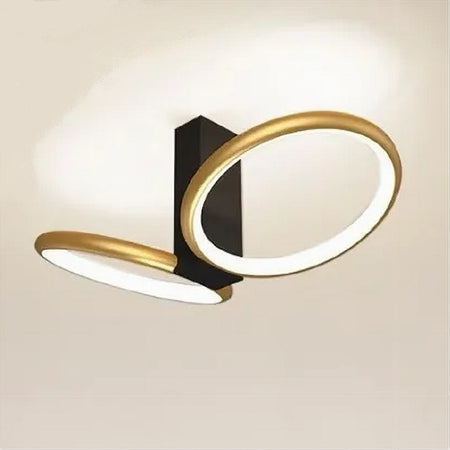 Plafoniera Led 22 W 2 Cerchi Oro Moderno Lampadario Soffitto Doppio Anello 50544