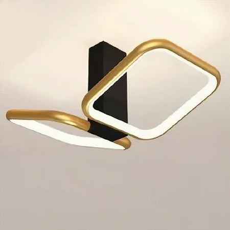 Plafoniera Led 20watt 2 Quadrati Oro Design Moderno Lampadario Da Soffitto 50575