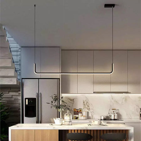 Lampadario Sospensione 21w Lineare Orizzontale Minimal Moderno Nero Luce Led 50445