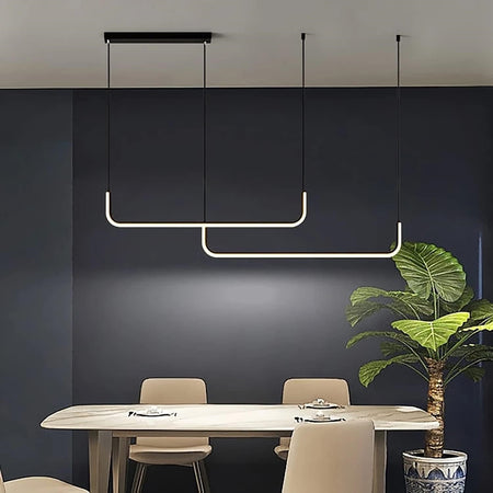 Lampadario Sospensione 42w Lineare Orizzontale Minimal Moderno Nero Luce Led 50452