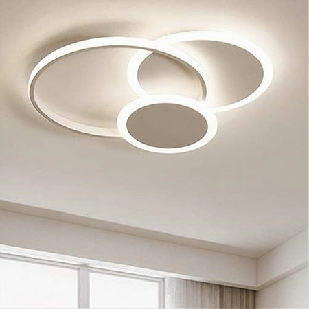 Plafoniera Luce Naturale Led Cerchi 38w Lampadario Soffitto Bianco Moderno 50019