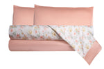 Completo letto in raso di puro cotone Romance Pesca /Rosa - Vanita di raso