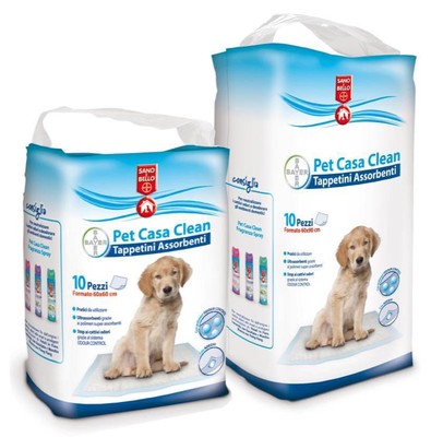 10PZ TAPPETINI TAPPETINO PANNO ASSORBENTE PET CASA CLEAN PER CANI BAYER CM.60X60