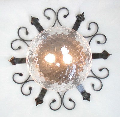 PLAFONIERA LAMPADA APPLIQUE GIGANTE FORGIATA CM.55 COLORE NERO ARGENTO