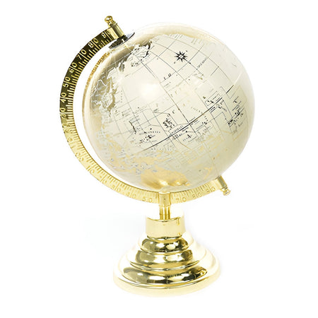 Mappamondo per interno con base e struttura in ottone chiaro