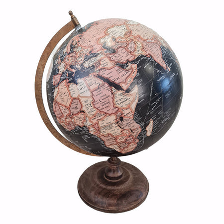 Mappamondo decorativo per scrivania con piedistallo in legno h 42 cm