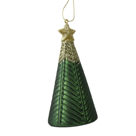 Pendaglio a forma di albero verde con glitter per albero decorazione natalizia da 13 cm