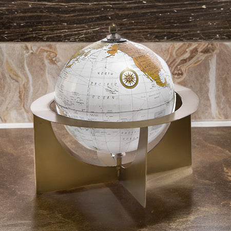 Mappamondo in ottone e legno, decorazione per interno da 18 x 18 x h 20 cm