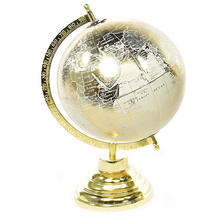 Mappamondo per interno con base e struttura in ottone chiaro