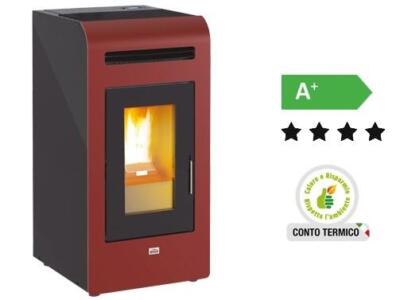 STUFE A PELLET QUEEN PLUS HE 14 CANALIZZATA BORDEAUX 12,9 Kw/h - CM.49x54xH102